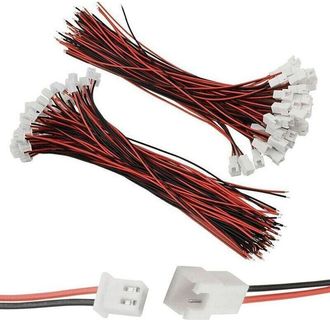OEM 100 Connettori Jst Xh E Ph A 2 Pin Da 2,54 Mm Con Cavi Da 200 Mm - Per Strisce Led, Batterie Rc E Progetti Elettronici