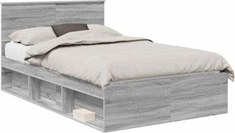 vidaXL Estructura De Cama Con Cabecera Gris Sonoma 120 X 190 Cm Vidaxl