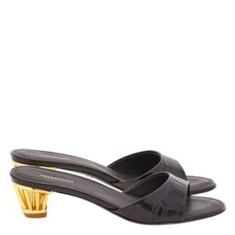Ferragamo Arya 40 Cage Heel Mules, Size 7 C