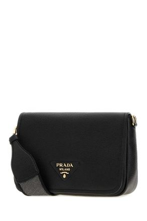 Prada Womens Black Leather Crossbody Bag Nero 1 + Oro Borse A Tracolla