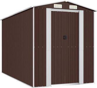 vidaXL Cobertizo Jard&iacute;n Acero Galvanizado Marr&oacute;n Oscuro 192x357x223 Cm Vidaxl