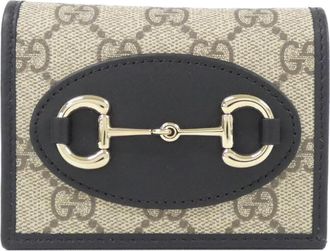 Gucci Beige Black Coated Canvas Wallet (Bi-Fold) (Pre-Owned)