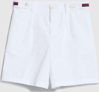 Gucci Kids - Crinkle Cotton Shorts, White