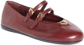 Prada Double Strap Mary Jane Flat in Bordeaux at Nordstrom, Size 5.5Us