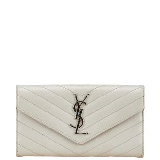 Saint Laurent Pre-owned Wallets, female, White, Size: ONE SIZE Pre-owned Leather Wallet