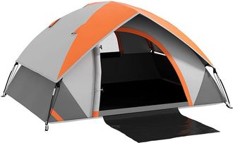 OUTSUNNY 2 Man Camping Tent w/ Sewn-in Groundsheet - 3000mm Waterproof - Grey and Dark Blue | TJ Hughes