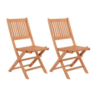 LOLAhome Set de 2 sillas de jard&iacute;n Kate plegables de acacia natural sostenible