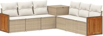 vidaXL Juego De Sof&aacute; 7 Uds. Beige Y Blanco Crema Vidaxl