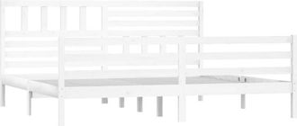 vidaXL Bed Frame without Mattress White 180x200 cm Super King Solid Wood vidaXL
