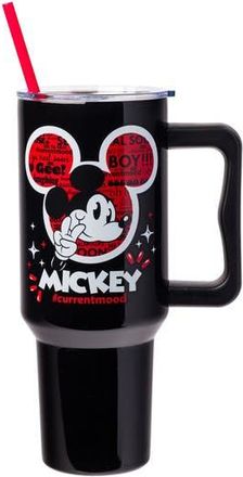 Disney x Disney Mickey Mouse 40-Ounce Travel Tumbler with Handle & Straw in Black Multi at Nordstrom Rack