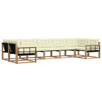 vidaXL Conjunto De Sof&aacute;s De Exterior Con Coj&iacute;n 7 Pcs Blanco Y Crema Vidaxl