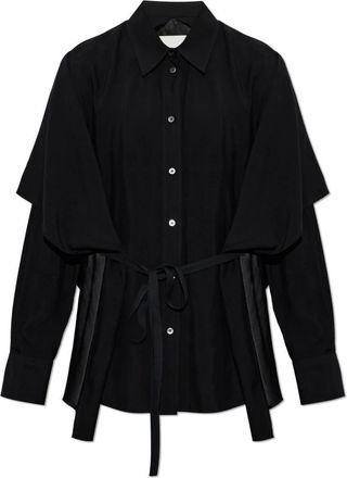 Maison Margiela Oversized Blouse met Strikdetail - Dames - Overhemden - Zwart - XS - Overhemden
