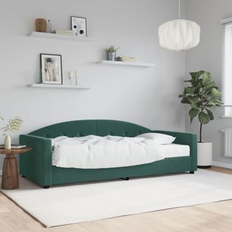 vidaXL Sof&aacute; Cama Con Colch&oacute;n Terciopelo Verde Oscuro 90x200 Cm Vidaxl