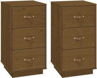 vidaXL Vidaxl - Bedside Cabinets 2 pcs Honey Brown 40x40x75 cm Solid Wood Pine