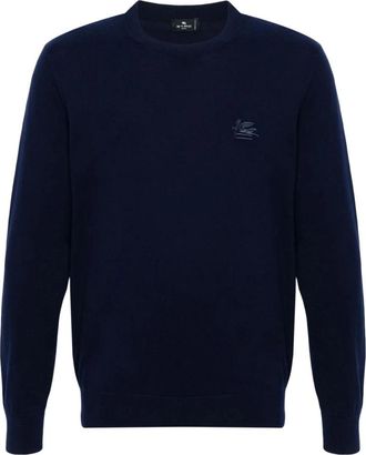 Etro Casual C-Hals Jersey T-Shirt - Heren - Sweatshirts - Blauw - 2XL - Katoen - Hoodies & sweatvesten