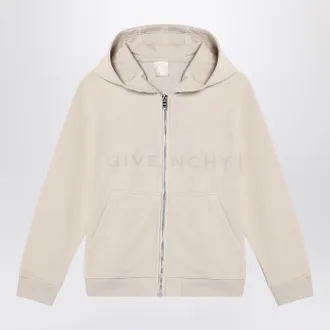 Givenchy Cream Colored Zip Up Sweatshirt With Logo
