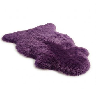 Infinity Leather Genuine Bright Violet Sheepskin Natural Silky Soft Fluffy Real Wool Rug