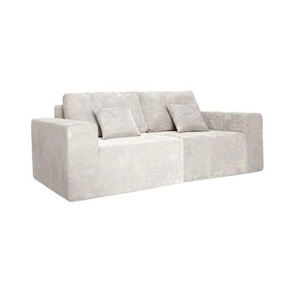 Oviala Sof&aacute; modular de 2 plazas en tela con cojines crudo L 200 cm