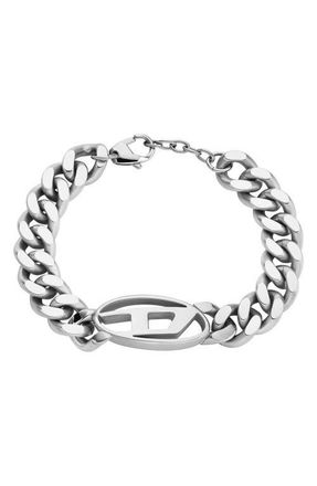 Diesel Oval D Logo Chain Bracelet in Silver at Nordstrom