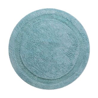 Wecon Home Alfombra de ba&ntilde;o azul gris&aacute;ceo redonda de algod&oacute;n 80 cm