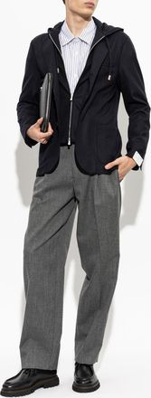Eleventy Jacket With A Detachable Hood, Mens, Navy Blue