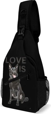 Generic Black German Shepherd Shepard Unisex Shoulder Bags Casual Crossbody Chest Bag Sling Backpack for Hiking Cycling Travel