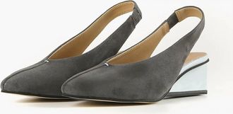 All Black Womens Square Sling Wedge In Grey & Blue