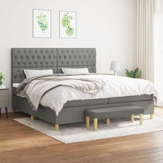 vidaXL Cama Box Spring Con Colch&oacute;n Tela Gris Oscuro 200x200 Cm Vidaxl