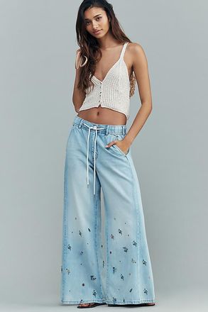 Pilcro Adi Mid-Rise Flare Ditsy Jeans by Pilcro