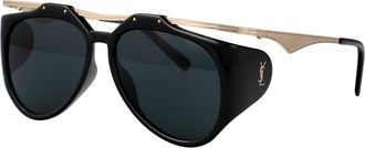 Saint Laurent Womens Sunglasses Slm137 Amelia Black Metal Black-Gold-Black Black/gold/black