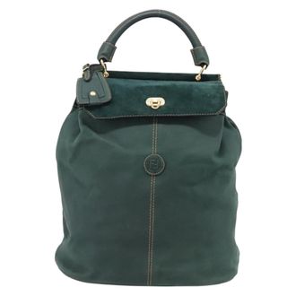Fendi Handbag Suede Green Suede Handbag (Pre-Owned)
