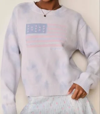 LoveShackFancy Ty Pullover Sweatshirts In Selvedge Sky