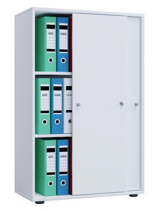 ebuy24 Armario De Oficina Vcm Con 3 Compartimentos Armario De Archivo Moderno Con Puertas Correderas Dimensiones Aprox. An. 70 X Al. 111 X T. 40 Cm - Lona 3 