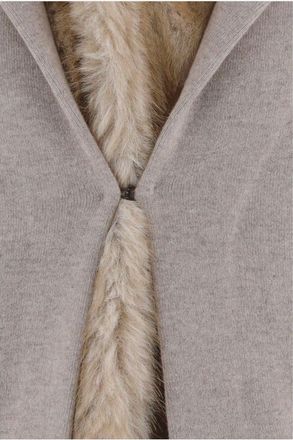 Bruno Manetti Womens Wool And Cashmere Jacket With Fur Beige Virgin