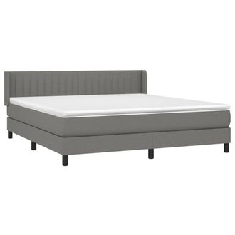vidaXL Cama Box Spring Con Colch&oacute;n Tela Gris Oscuro 160x200 Cm Vidaxl