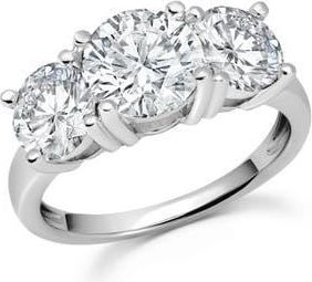 Crislu Classic Three Stone Cubic Zirconia Ring in Pure Platinum/Clear Stone at Nordstrom, Size 10