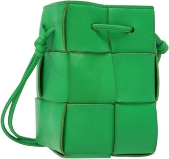 Bottega Veneta Cassette Leather Green Leather Bag (Pre-Owned)