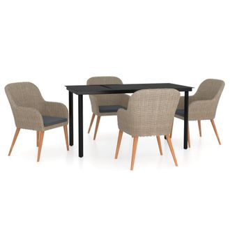 vidaXL Juego De Comedor De Jard&iacute;n 5 Piezas Con Cojines Marr&oacute;n Vidaxl