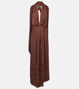 Johanna Ortiz Halterneck jacquard maxi dress