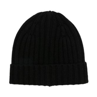 Be You Ribbed Cashmere Beanie - Dames - Hoeden - Zwart - ONE Size - Kasjmier - Accessoires