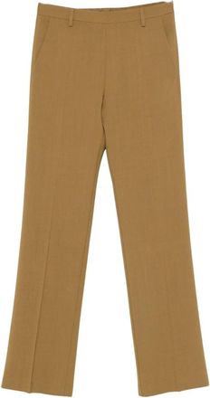 Forte_Forte Wool Viscose Twill Regular Waist Pants - Dames - Wijde Broeken - Bruin - S - Wol - Broeken