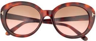 Tom Ford 55mm Round Sunglasses in Red Havana /Gradient Smoke at Nordstrom Rack