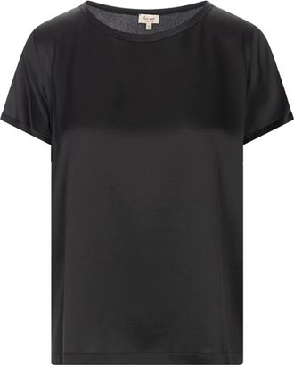 Her Shirt Tops, Dames, Zwart, L, Satijn, Alba Lucida MM T-shirt