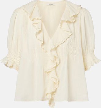 D&ocirc;en Henri ruffled cotton blouse