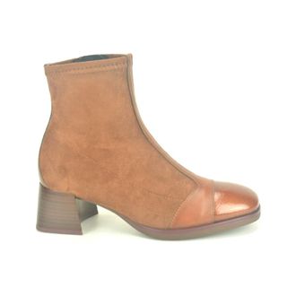 Hispanitas Stijlvolle Cognac Combi Botje - Dames - Laarzen met Hak - Bruin - 36 EU - Leer - Schoenen