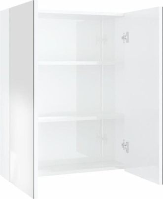 vidaXL Armario de espejo de baño mdf blanco brillante 60x15x75 cm Vidaxl
