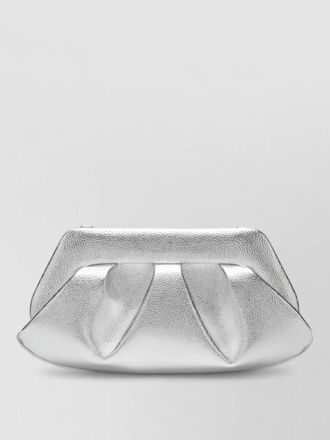 Themoir&egrave; metallic pleated rectangular clutch bag
