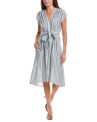 Max Studio Short Sleeve Striped Midi Dress