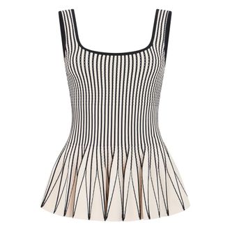 Elisabetta Franchi Sleeveless Tops, female, Multicolor, Size: M Sleeveless Striped Top