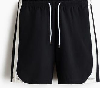 H&M Regular Fit Track Shorts in Black/color Block at Nordstrom, Size Xx-Large